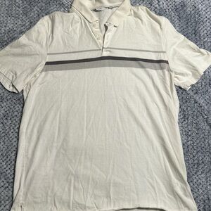 Men's Cream Polo Shirt with Gray Stripes